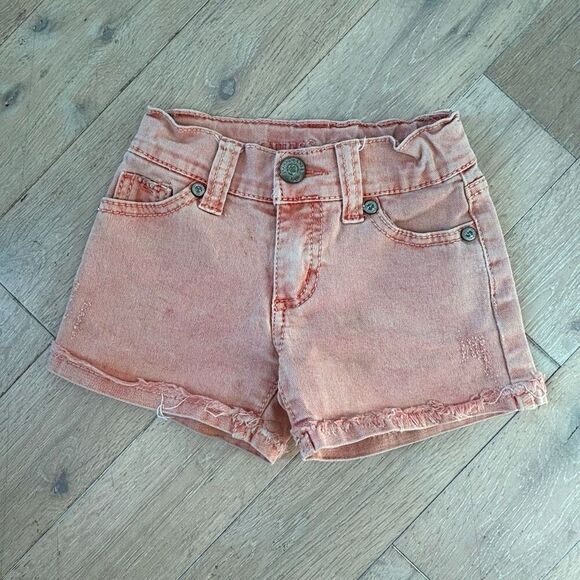 Guess Jeans Shorts Distressed Acid Washed Coral Peach Toddler Size 3T - Picture 11 of 11